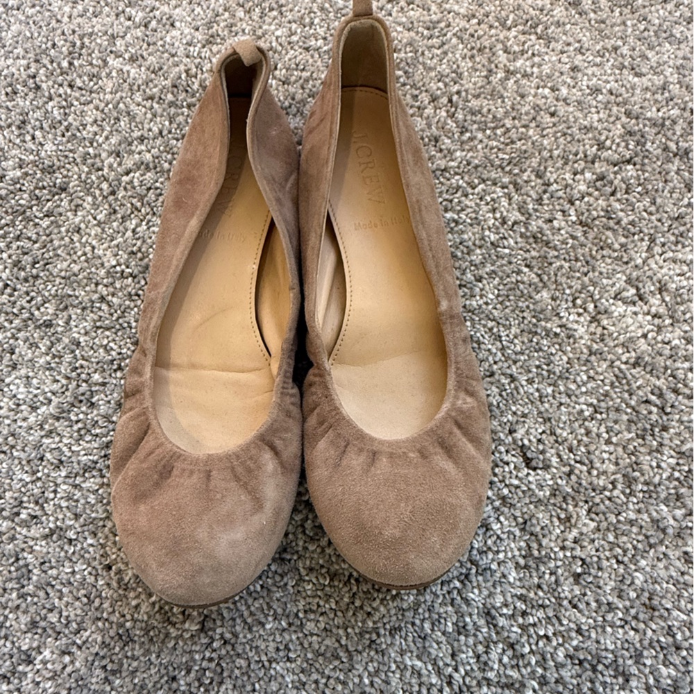 J.Crew Made in Italy Suede Ballet Flats Taupe Size 5.5 Leather